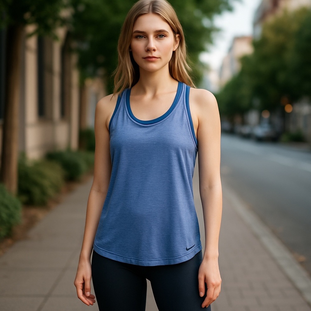 Nike Women's Blue Sport Tank Top with built in bra, medium
